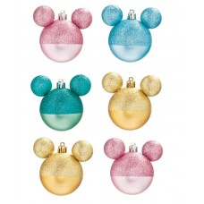 Jogo Bola Natal Colorida Mickey Lisa e Glitter Disney 6cm 6 unidades - Cromus