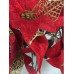 Kit 3 Buquê Natal Bico de Papagaio Vermelho Camurça e Dourado 5 Flores 47cm - Master Christmas