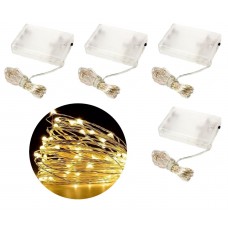 Kit Fio de Fada Micro LED Pilha 50 Lâmpadas Branco Quente Fixa 5 metros 4 Unidades - Master Christmas