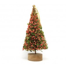 Mini Pinheiro Rústico Decorado Natal Luxo Enfeite de Mesa 20cm Base Madeira - Yangzi 