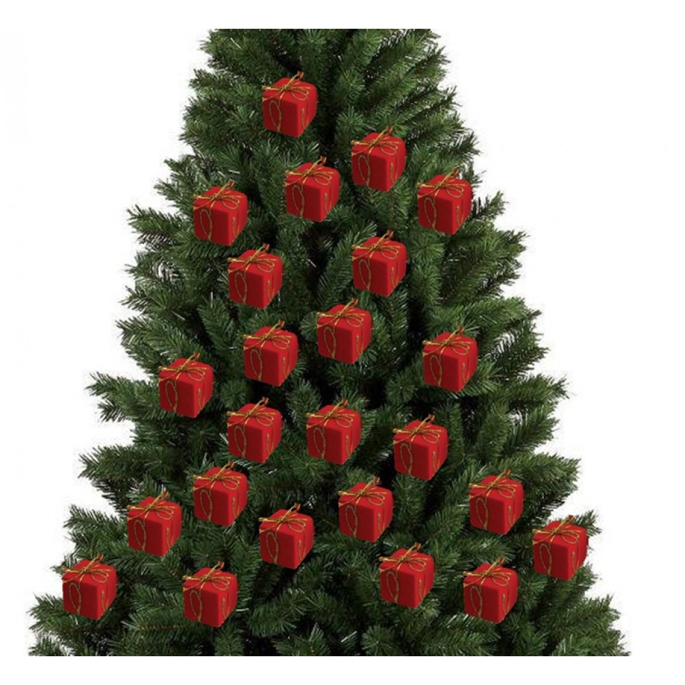 Kit 24 Mini Presentes Decorados Natal Enfeite Árvore 3x3cm Vermelho e  Dourado - Yangzi