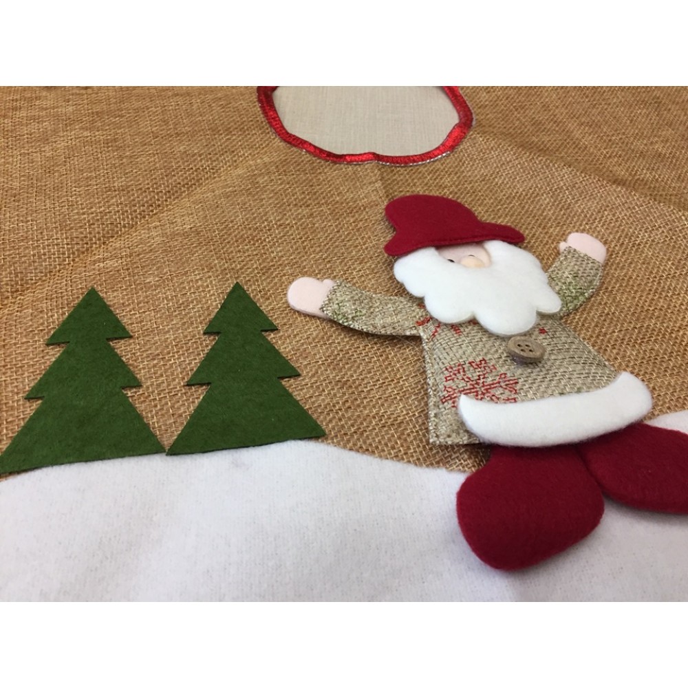 Saia para Árvore de Natal Decorada Rústica Bege Papai Noel 60cm - Master  Christmas