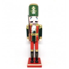 Soldado Guarda Quebra Nozes Madeira Natal Luxo 38cm Verde e Vermelho - Master Christmas