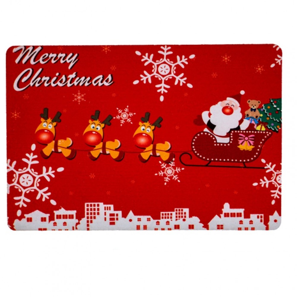 Tapete de Natal Antiderrapante 38x58cm Para Porta Merry Christmas - Yangzi