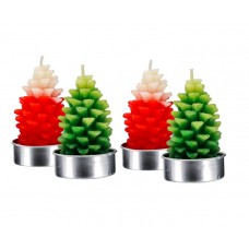 Jogo Mini Vela Natural Pinheiro de Natal Vermelho e Verde 4 Unidades - Yangzi