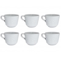 Conjunto 6 Xícaras para Café ou Chá Porcelana Relevo 90ml - Mundial Import