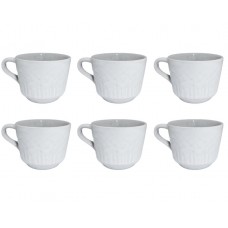 Conjunto 6 Xícaras para Café ou Chá Porcelana Relevo 90ml - Mundial Import