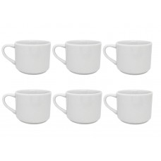 Conjunto 6 Xícaras para Chá e Café Porcelana Branca 180ml - Mundial Import