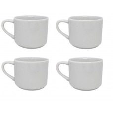 Conjunto 4 Xícaras para Chá ou Café Porcelana Branca 180ml - Mundial Import