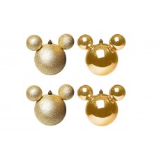 Jogo Bola Natal Mickey Lisa e Glitter Dourado Disney 8cm 4 unidades - Cromus