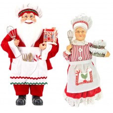 Casal Papai Noel e Mamãe Noel Confeiteiro Gourmet 30 e 40cm - Magizi