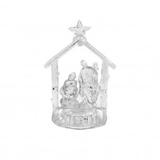 Presépio Sagrada Família Cristal Acrílico Iluminado LED Branco 12cm - Magizi